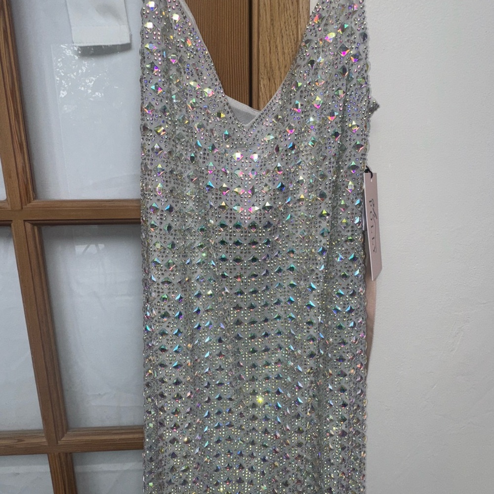 Oh Polly Silver Sequin Mini Dress